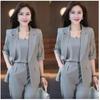 Women's 2025 New Fashion Professional Three-Piece Summer Slimming Suit with Harem Pants
