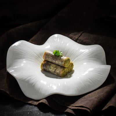Keramik Speiseteller Blumenförmiger Dessertteller Snackteller Salatteller Pastateller Kochteller Zuhause Einfarbiges Geschirr
