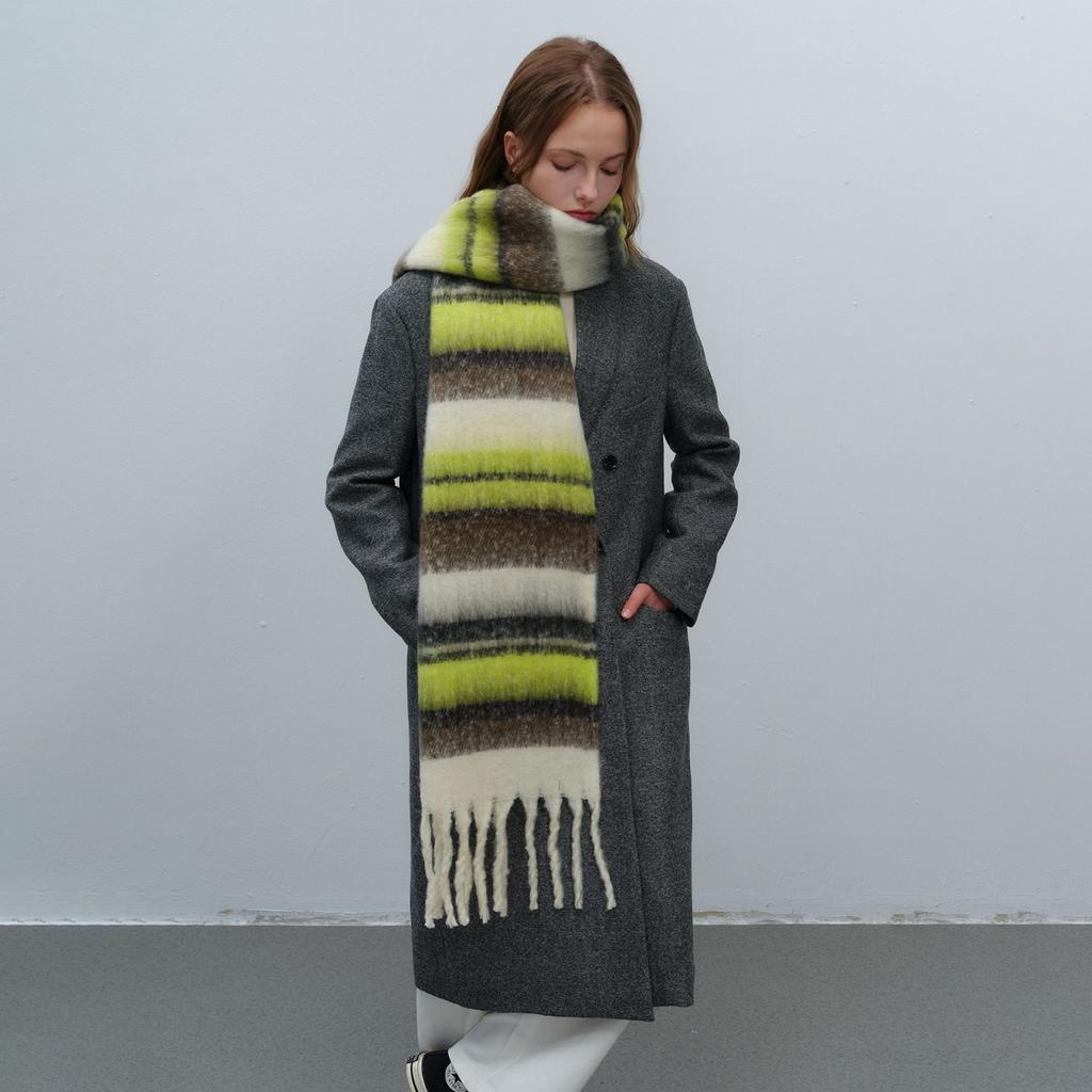 Maillard style new versatile warm thickened fringed plaid imitation cashmere scarf women's autumn and winter
