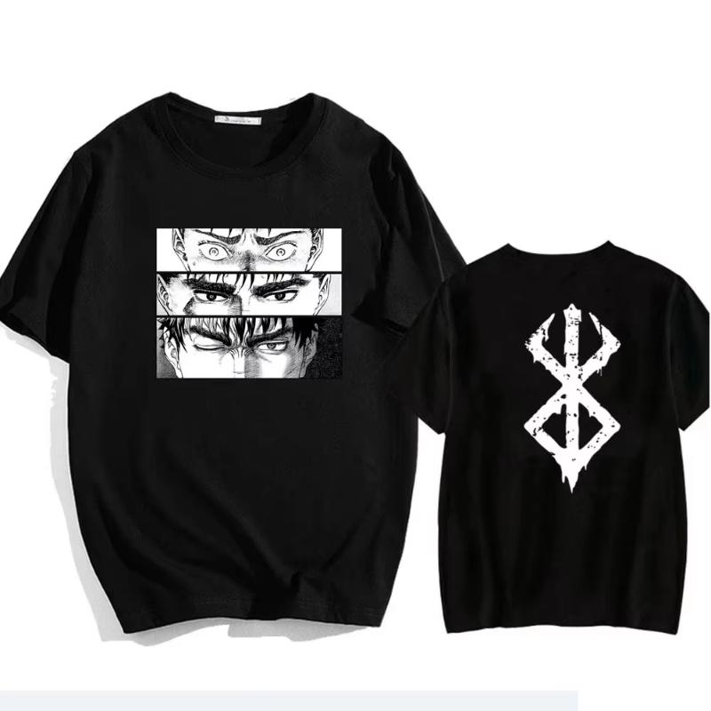 Anime Berserk Tričko Léto Pánské Dámské Bavlna Nadměrné Krátký Rukáv Tričko Potisk Tričko Topy 2024 Tričko Trend Oblečení pro fanoušky