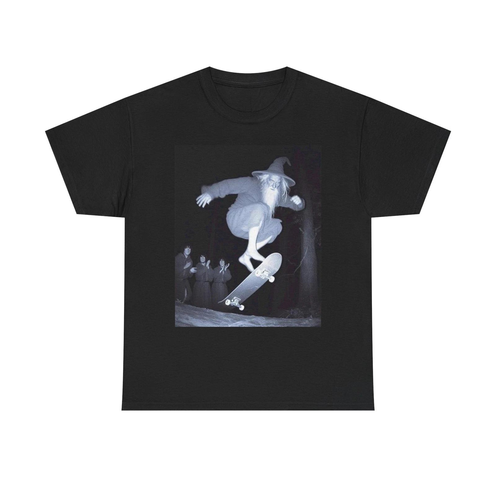 Gandalf Skateboarding Funny Graphic T Shirt Unisex Heavy Cotton Tee 3XL