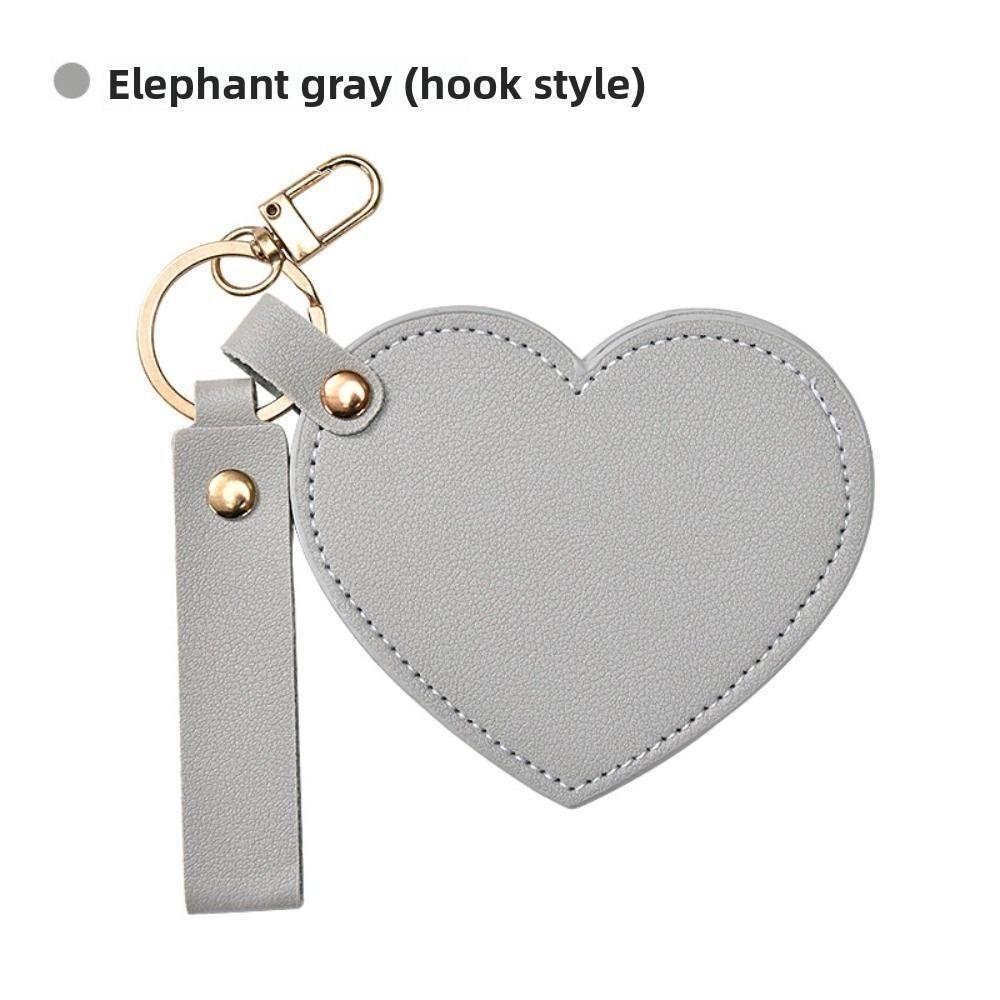 Rotate Small Mirror PU Leather Pendant PU Leather Colorful Love Keychain  Valentine's Day Gift