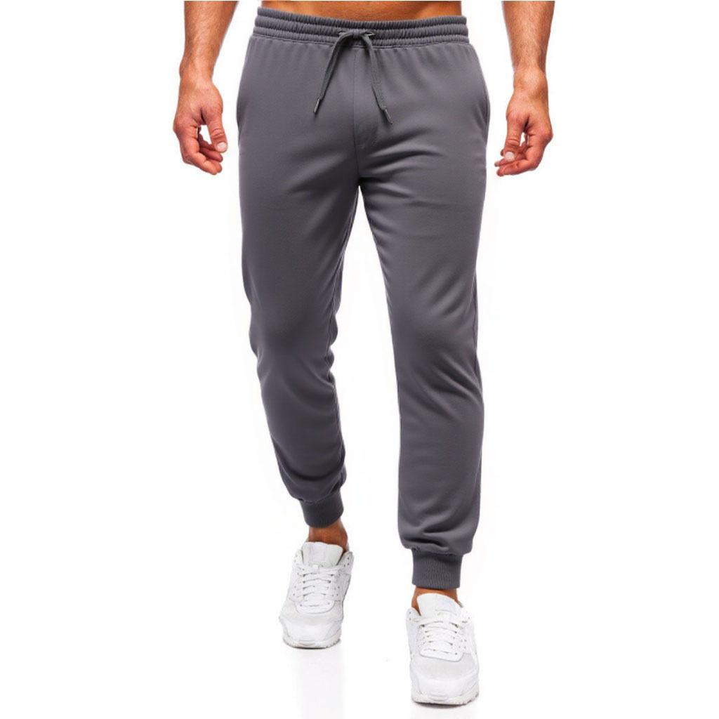 Spring and Autumn New Men's Solid Color Casual Sports Running Pants Tether Elastic Waist Tights