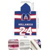 Hockey Jersey Hooded Beach Towel, "Hollander 24" Peak Showdown Design, Microfiber Quick-Dry Bath Robe for Sports Fans