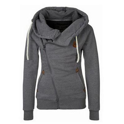 Spring Autumn Women's Sports Cardigan with Side Zipper Hooded Sweatshirt Jacket