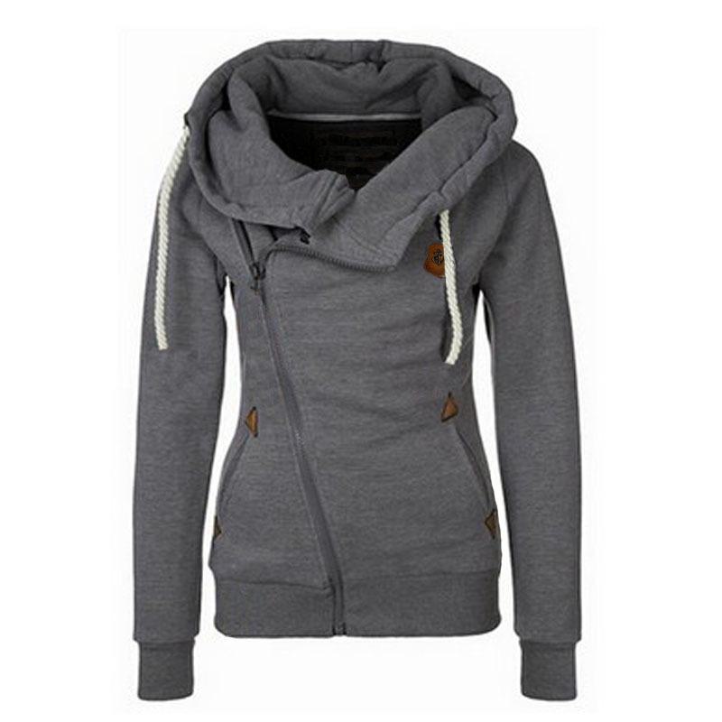 Frühlings-Herbst Damen Sport-Cardigan mit seitlichem Reißverschluss Kapuzen-Sweatshirt-Jacke