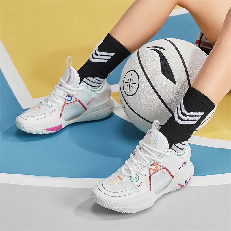 Li Ning All City 9 V1.5 Youth Basketball Shoes Kids Sneakers White Red ABPR033-3