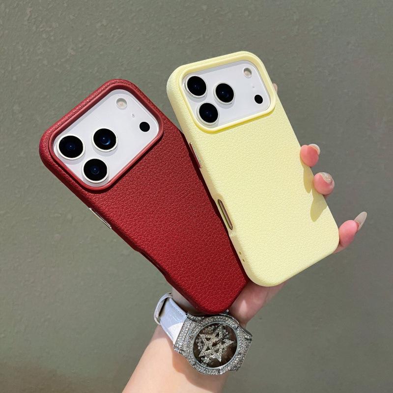 Einfache einfarbige Lychee-Leder-Zwei-in-Eins-Hülle für iPhone 16 Pro Max und Apple 17/14/13