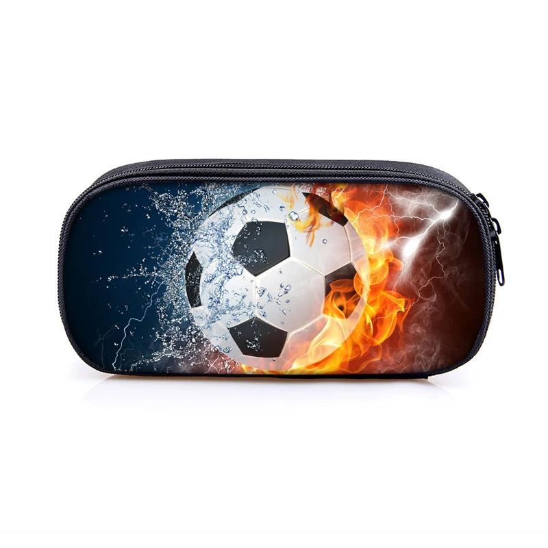 Voetbal Potlooddoos Schoolbenodigdheden Cool Voetbal met Gouden Kroon Print Make-up Tasje Potloodtas