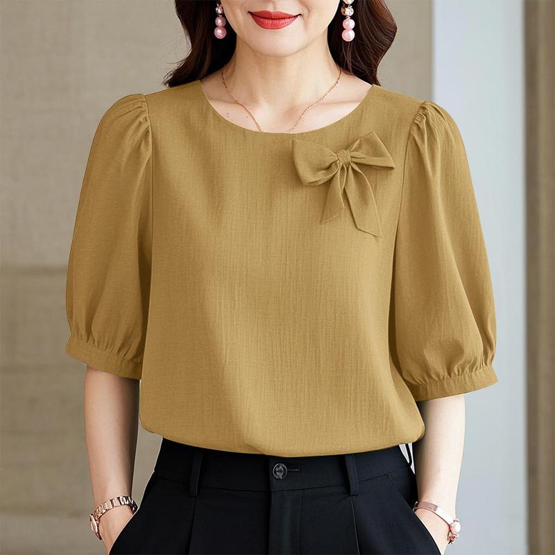 ZANZEA Women Casual Round Neck Summer Short Sleeve Blouse