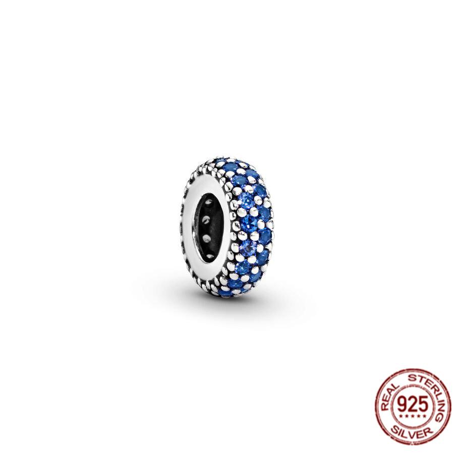 Authentic 925 Sterling Silver Clear Sparkle Spacer Charm Bead Fit Sweet Fasion Bracelet Necklace Fine Jewelry Gift For Women