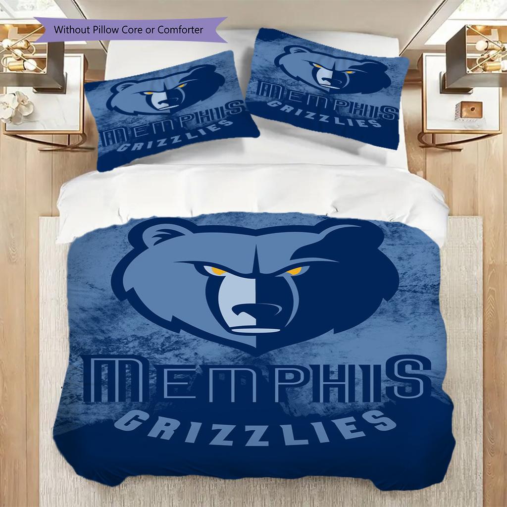 Memphis Grizzlies Bold Fierce Bedding(1 * Duvet Cover + 2 * Pillowcase, Without core)Christmas Birthday Gift Duvet Cover and Pillowcase Bedding Set