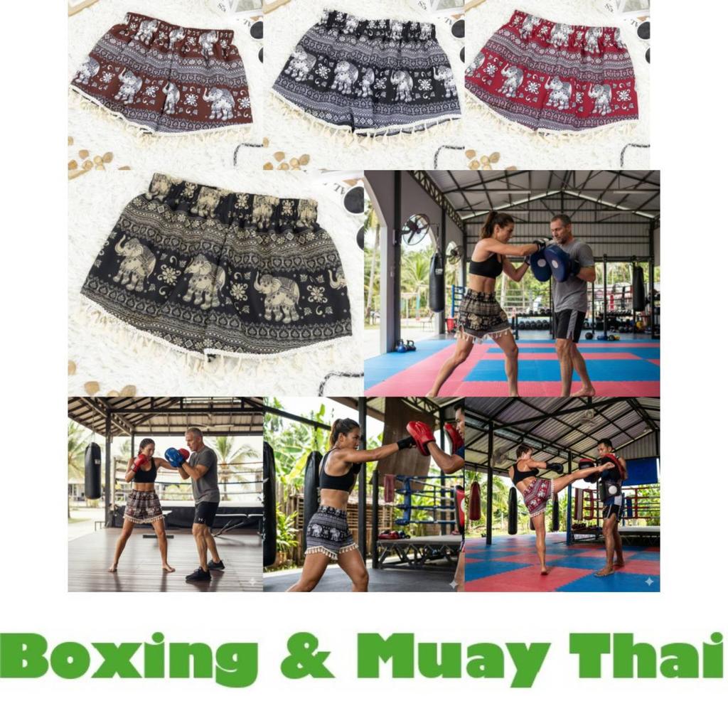 Pantalones de Boxeo Elefante para Mujer Shorts de Muay Thai Kickboxing Estampado de Entrenamiento Cintura Elástica Secado Rápido Artes Marciales Calzoncillos Fitness Entrenamiento Streetwear