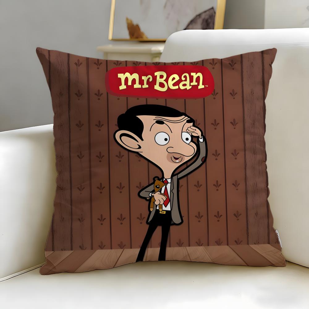 Classic Comedy Character Mr. Bean Cushion Cover Soft & Easy-Wash Pillow Case – Versatile for Couch, Bed, Travel and Office