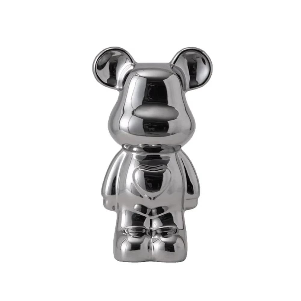 2pcs Aesthetic Bear Brick Ceramic Statue Teddy Bear Decor Action Figure Sculptures Ornament for Room Home Decoration Crafts