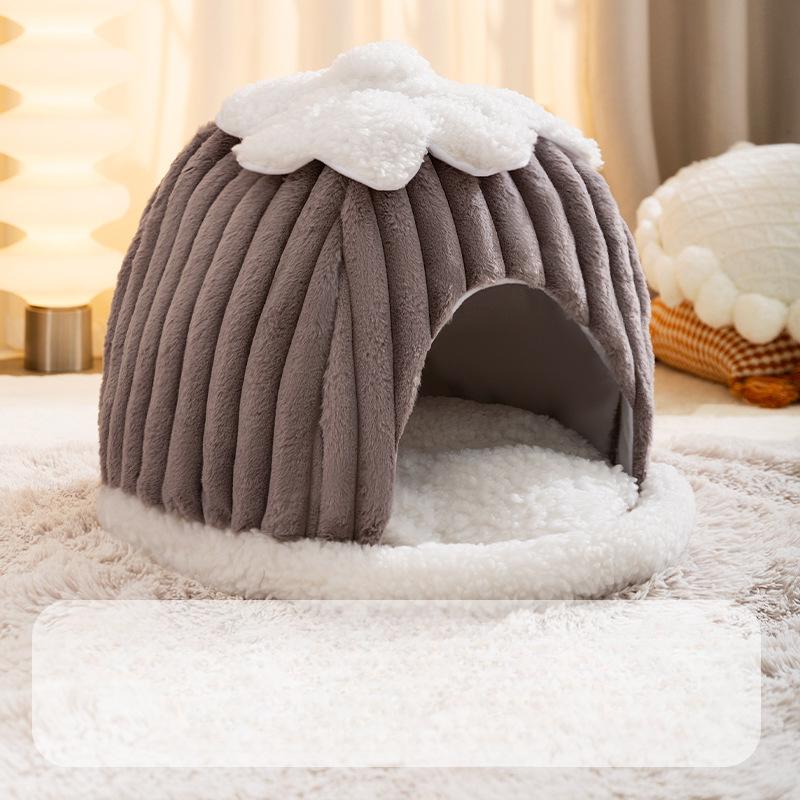 

Теплый и ветрозащитный арктический домик-иглу для кошек на осень и зиму, кошачье гнездо для собак, милый домик для собак в форме тыквы, юрта, гнездо для домашних животных S: 35 * 35 * 32cm