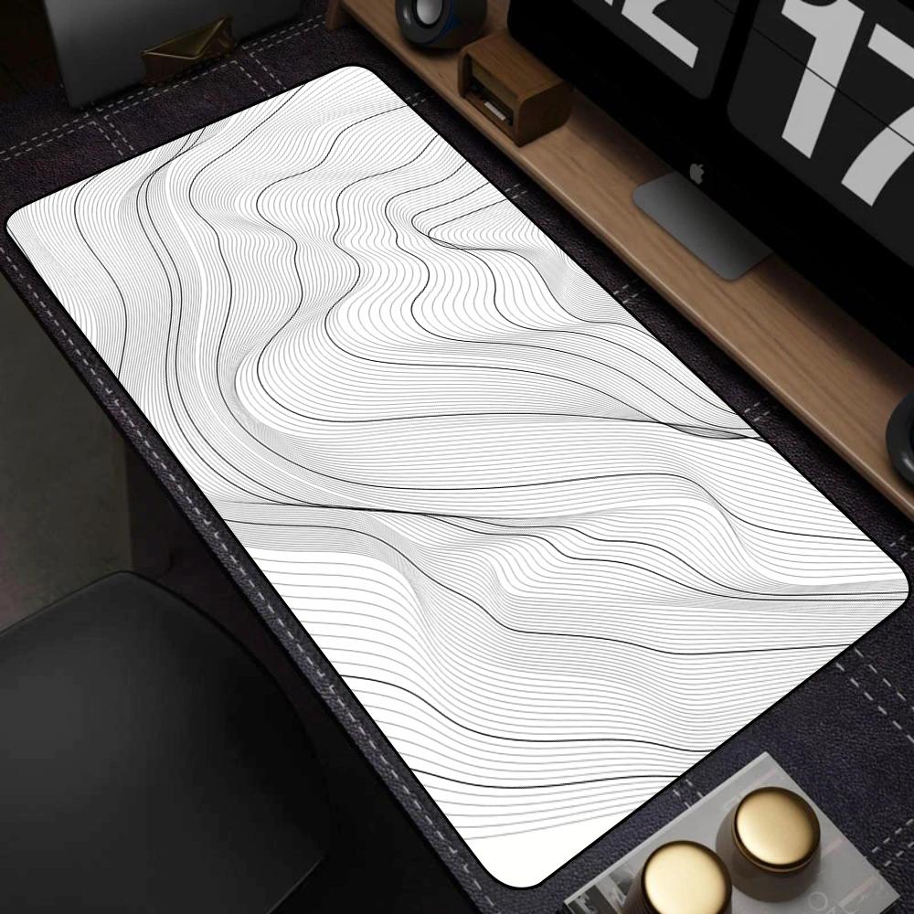 Large Black and White Art Mouse Pad Pc Gamer Mousepad Mat White Desk Mat Strata Liquid Mausepad Computer Keyboard Big Table Mat