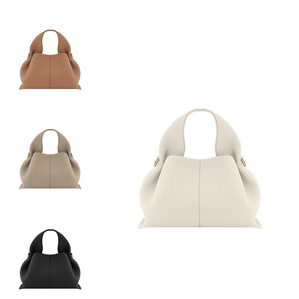 Simple Solid Color Cloud Shaped Pu Leather Women Casual Shoulder Bag For Daily Use