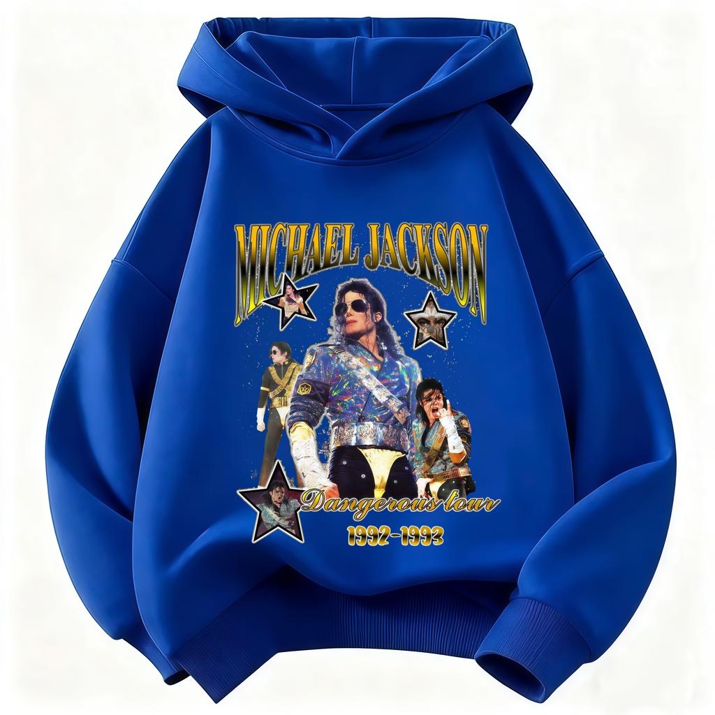 Felpa con cappuccio per bambini Michael Jackson Dangerous Stampa 35° Anniversario Felpa con cappuccio Moda Ragazzi Ragazze Casual Manica Lunga con Cappuccio Streetwear