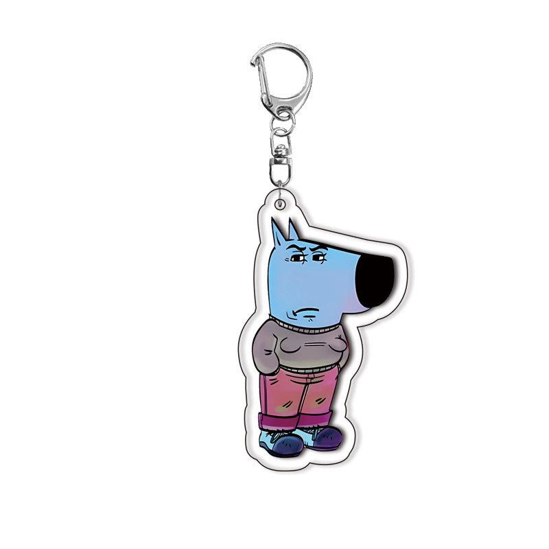 Christmas Cartoon Dog Pattern Acrylic Keychain Fashion Cute Girls Boys Funny Charming Bag Charm Ring Ornament Couples Gifts Toys