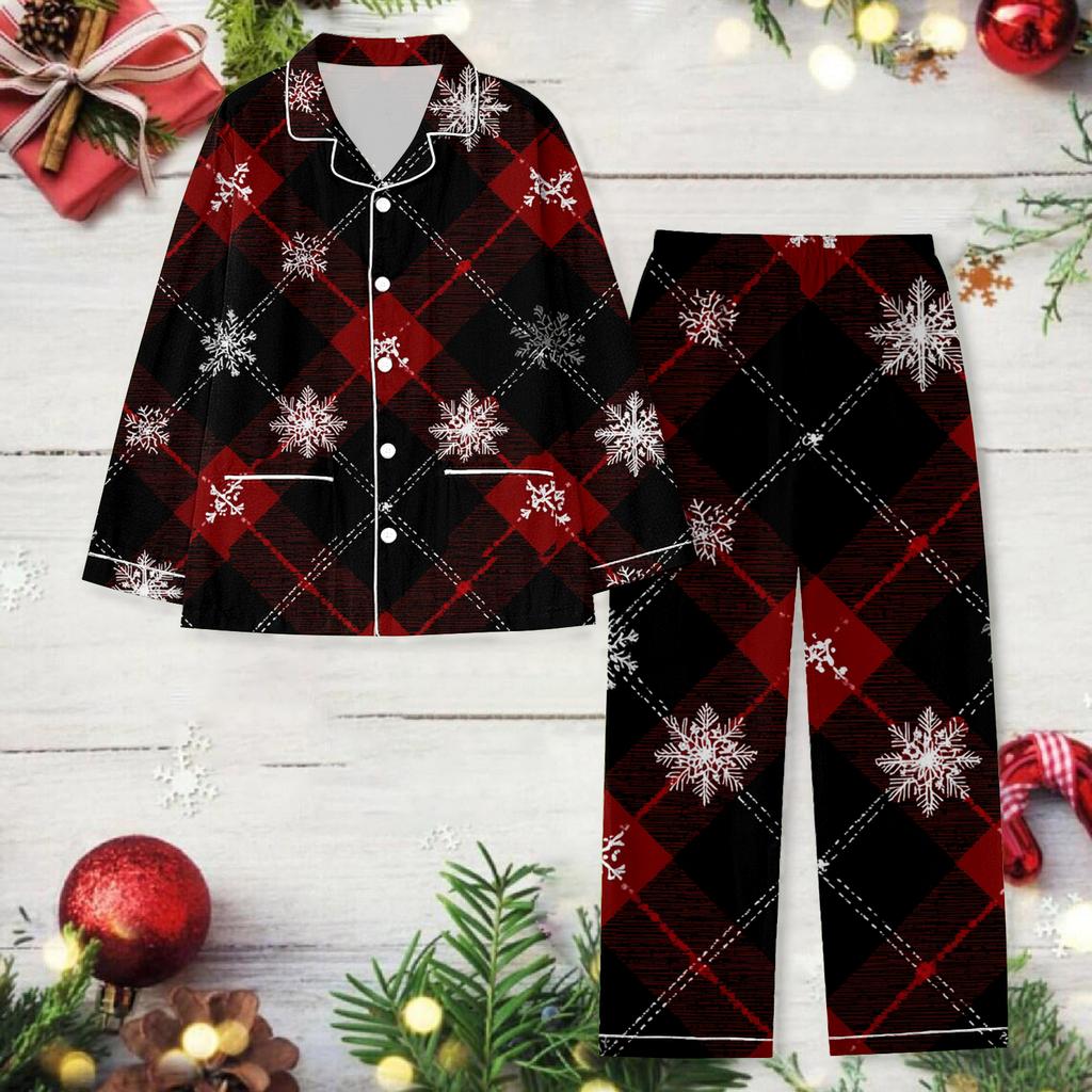 Ladies' Christmas Printed Long Sleeved Long Pants Casual Home Set