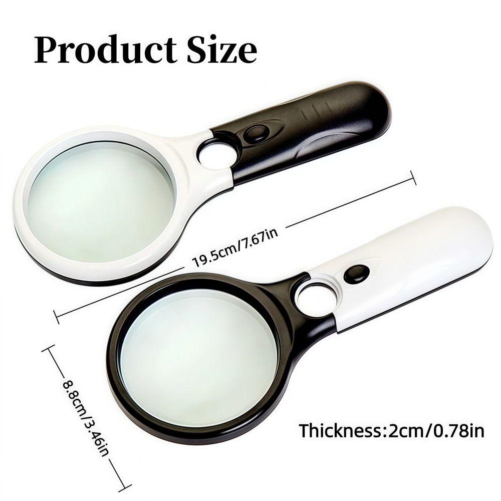 Double Lenses Jewelry Loupe 3LED Light Coins Stamps Magnifier  Kids Seniors Reading