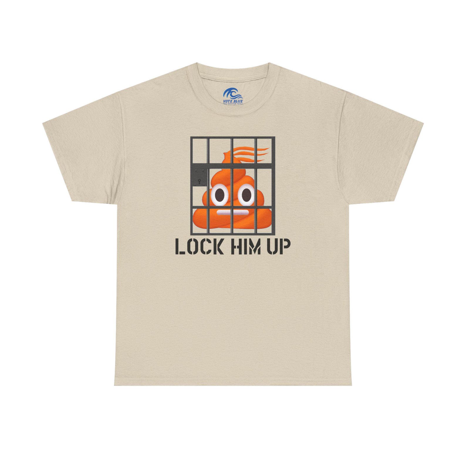 Lock Him Up | Heavy Cotton Poop Emoji Behind Bars T-Shirt S
