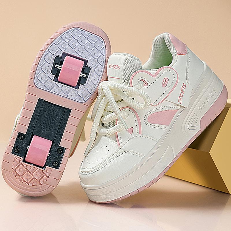 Kids Sneakers with Wheels Four -wheel Sports Boots Wheel Skate Can Remove Student Skate Sneakers Shoes