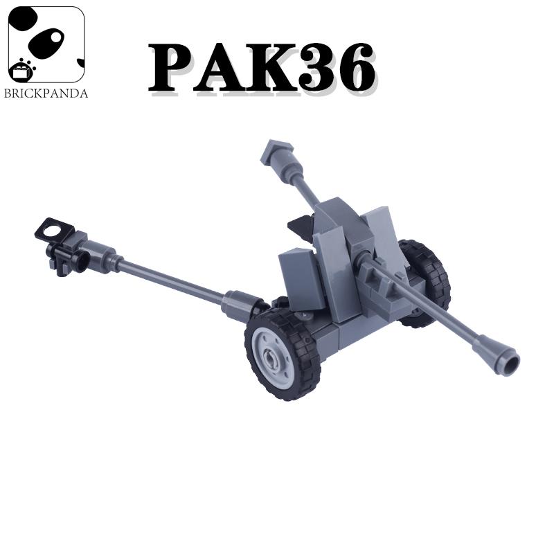 MOC Militär WK2 PAK36 Kanone Soldat Baustein Set Figuren Artillerie Waffe Zubehör Armee Teile Bausteine Spielzeug Spielsets für Kinder