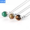 Palm Natural Stone Beads Crystal Pendant Necklace