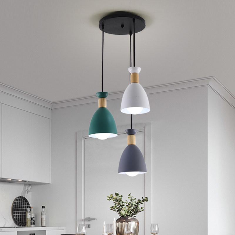 Nordic Three-Head Macaron Pendant Light - Modern Dining Table/Bar Counter Fixture