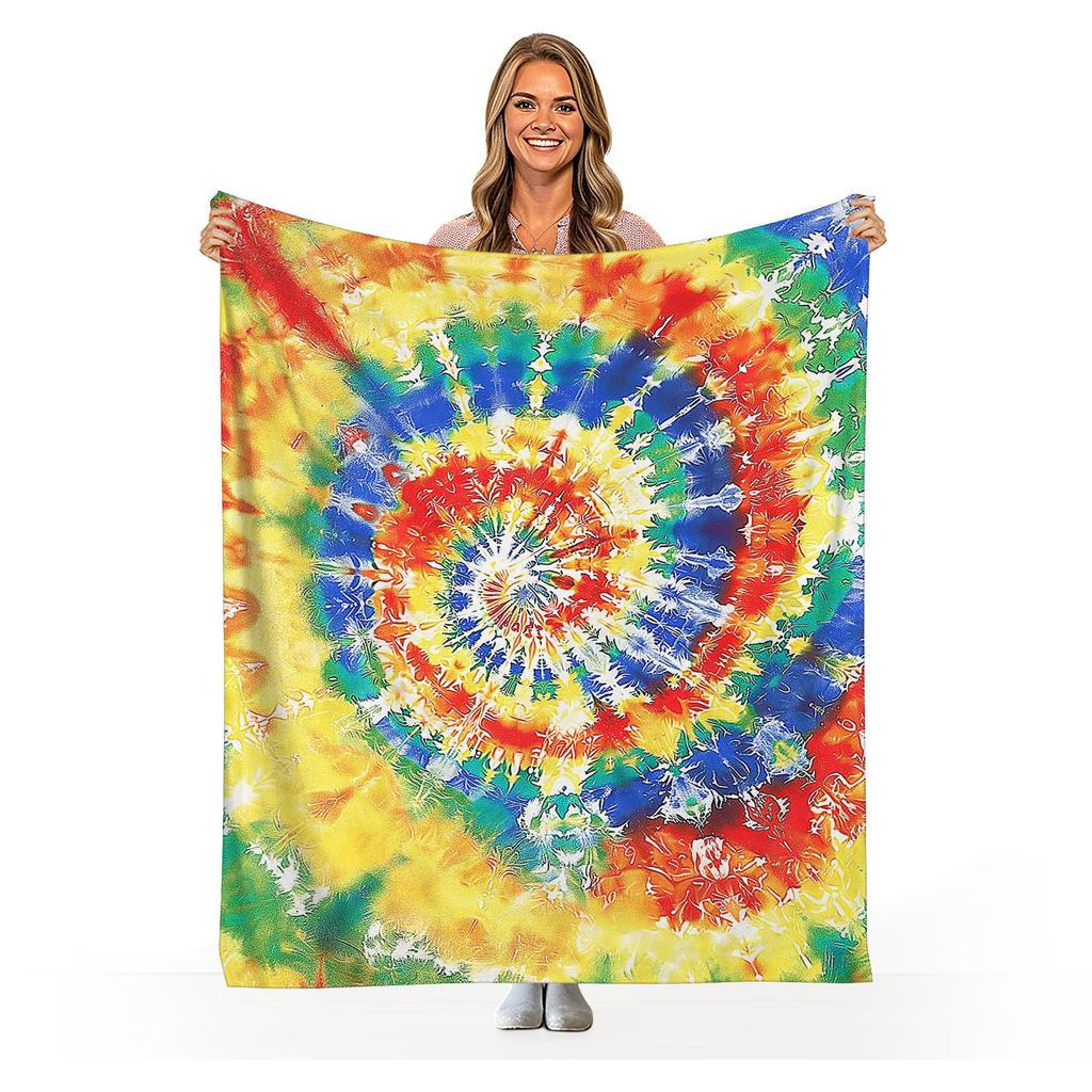 Rainbow tie-dye digital printing flannel blanket super soft blanket air conditioner sofa blanket