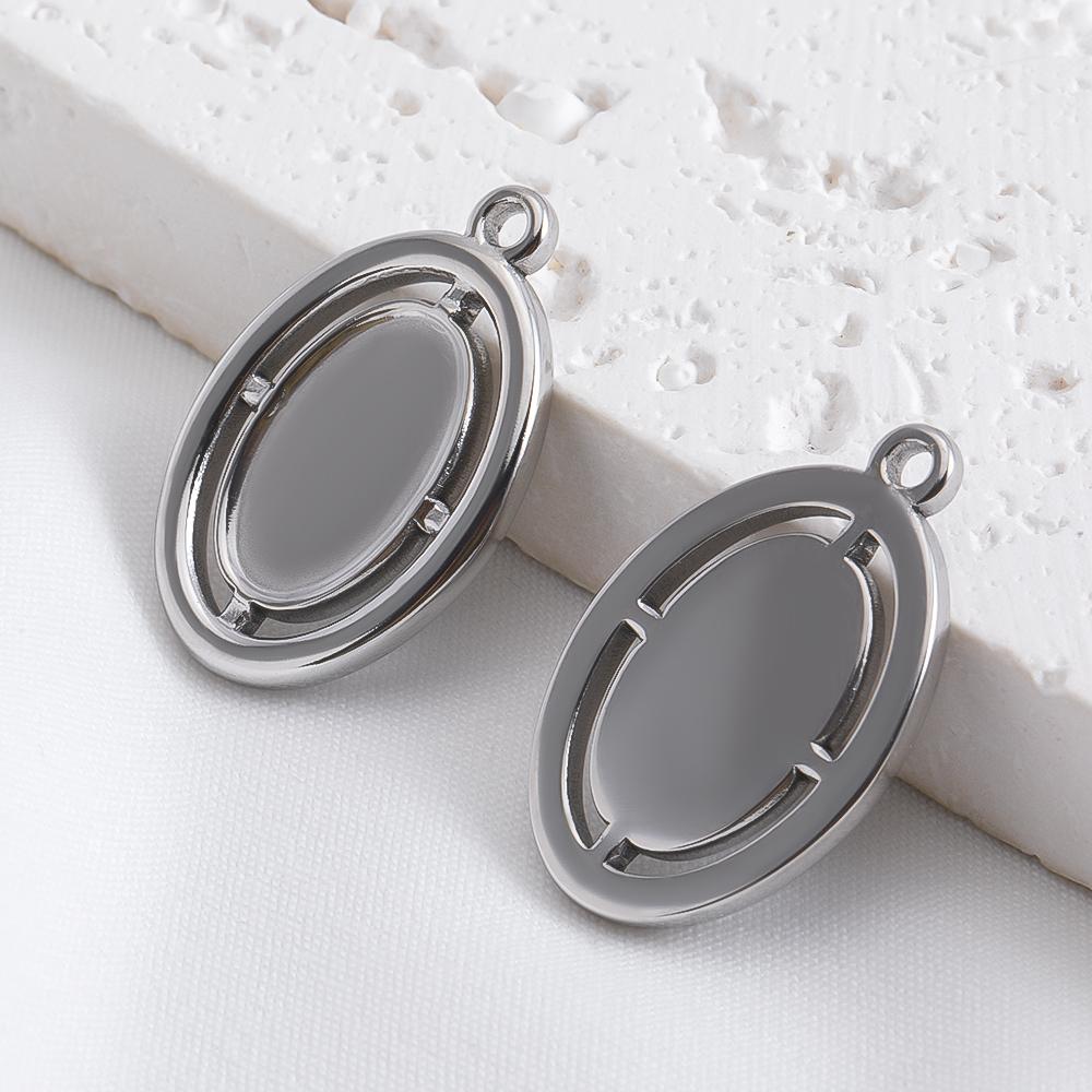 5 pièces Acier Inoxydable 18K Cadres Lune Ovale Bezels Vides Base Pendentif Cœur Géométrique Charme Boucle d'Oreille Fabrication de Bijoux