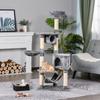 Cat Scratching Post with Bed, Hammock, and Sisal Poles, Grey
