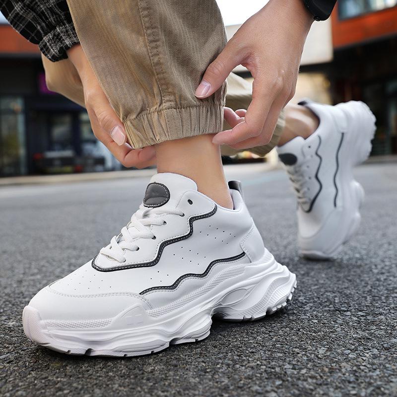 Men's Invisible Height-Increasing Dad Shoes - 8CM Sole, Casual Sports Style, Versatile White, Trendy, Inner Lift to 6CM