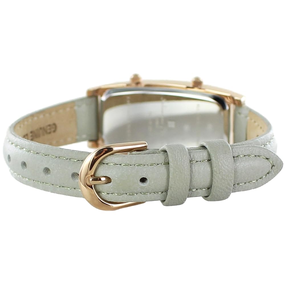 Watch with Leather Rectangular and Dual Time [Salvatore Marra] Women's Strap, Square, [] (no.2, Gray)