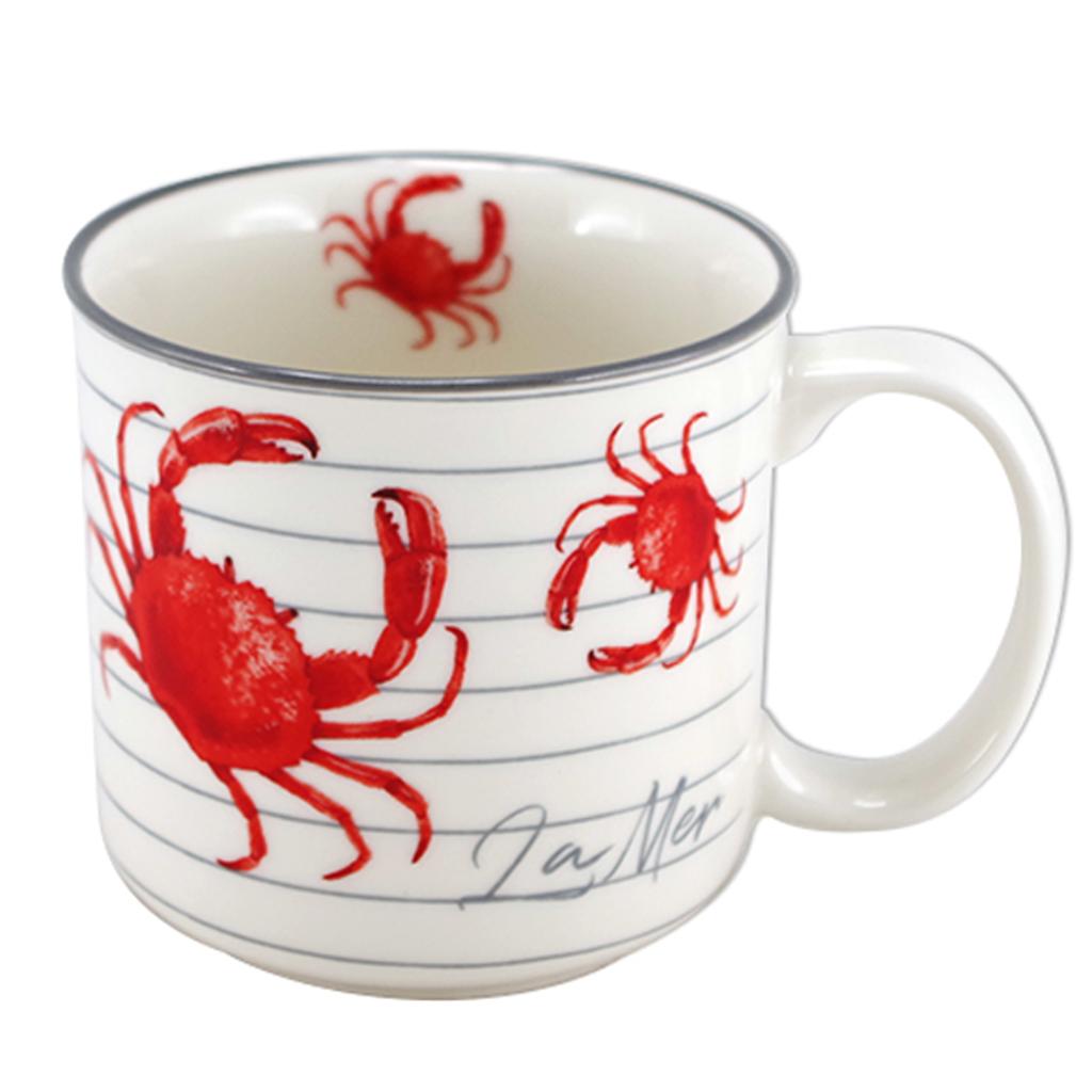 Les Trésors De Lily [R6557] - Porcelain Timbale Mug 'La Mer' Red White (crab) - 86x84mm (30 Cl)