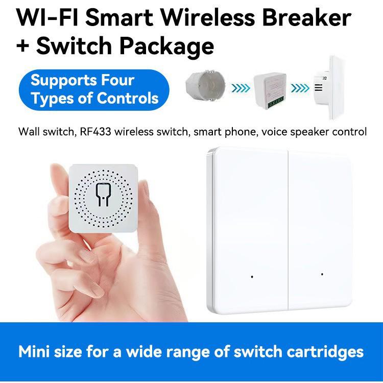 Compact WiFi + RF433 Smart Switch: Tuya Voice-Controlled Flush Mount Timer Switch