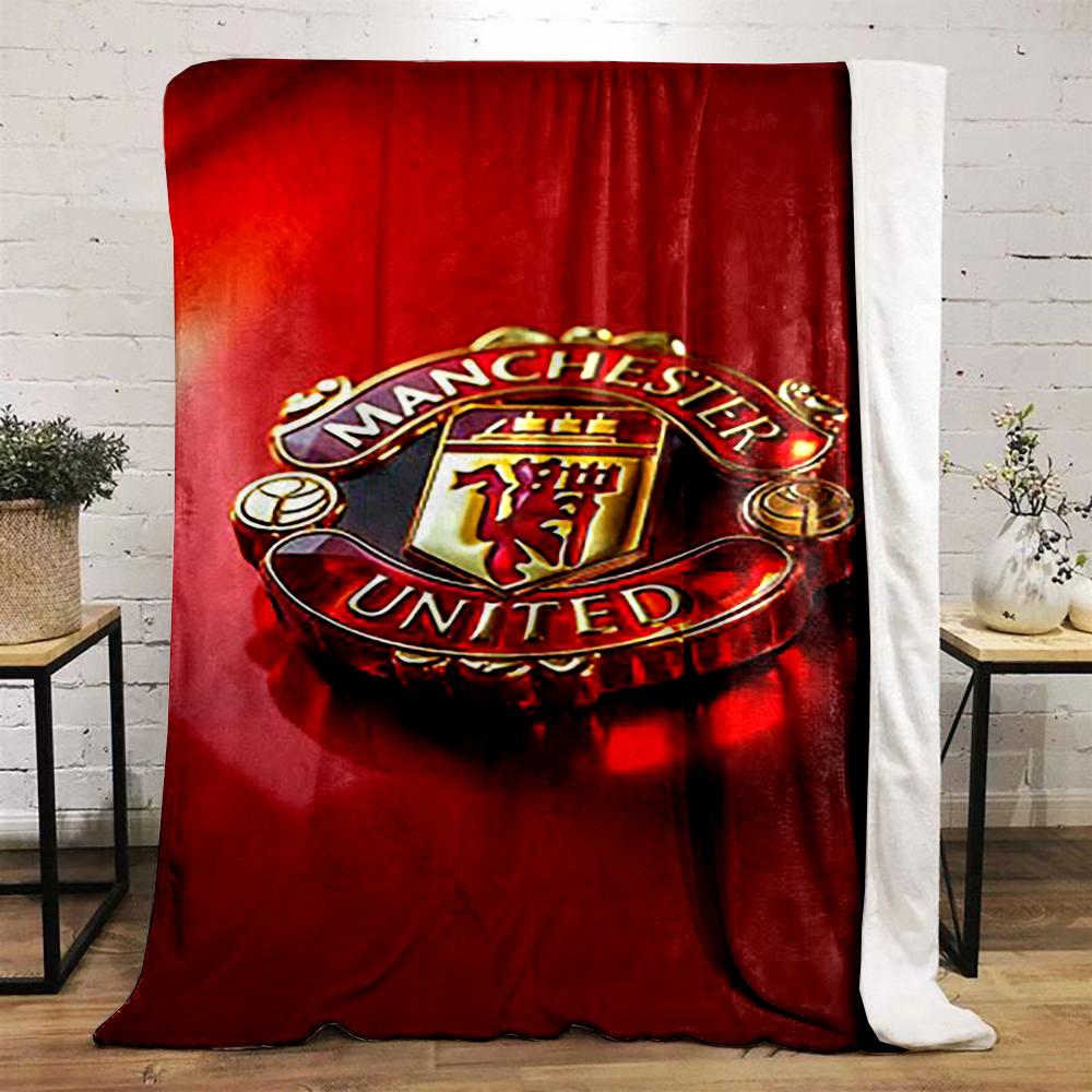 Manchester United Logo Design Printed Flannel Blanket for Bedroom, Living Room, Sofa, and Nap