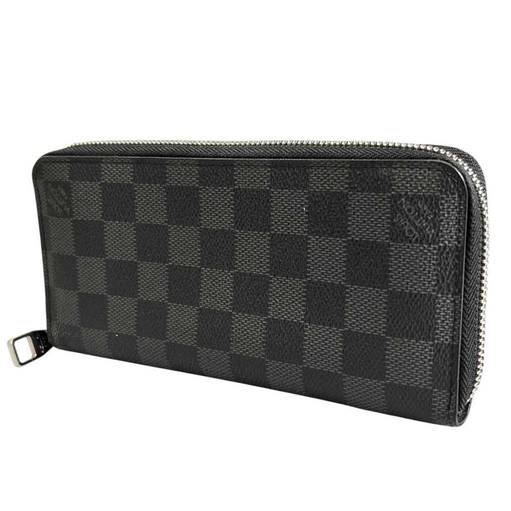Louis Vuitton Zippy Wallet Verdical Purse Black Women Used