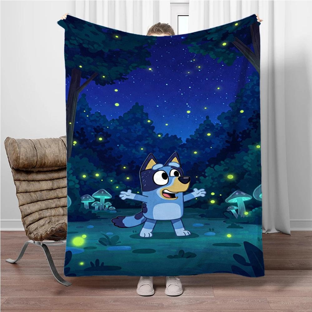 MINISO Disney-Bluey Cartoon Decke Flauschiger Flanell Kinder und Erwachsene Sofa Plüsch Tagesdecke Überwurf Mittagsdecke für Sofa Bett Geschenk