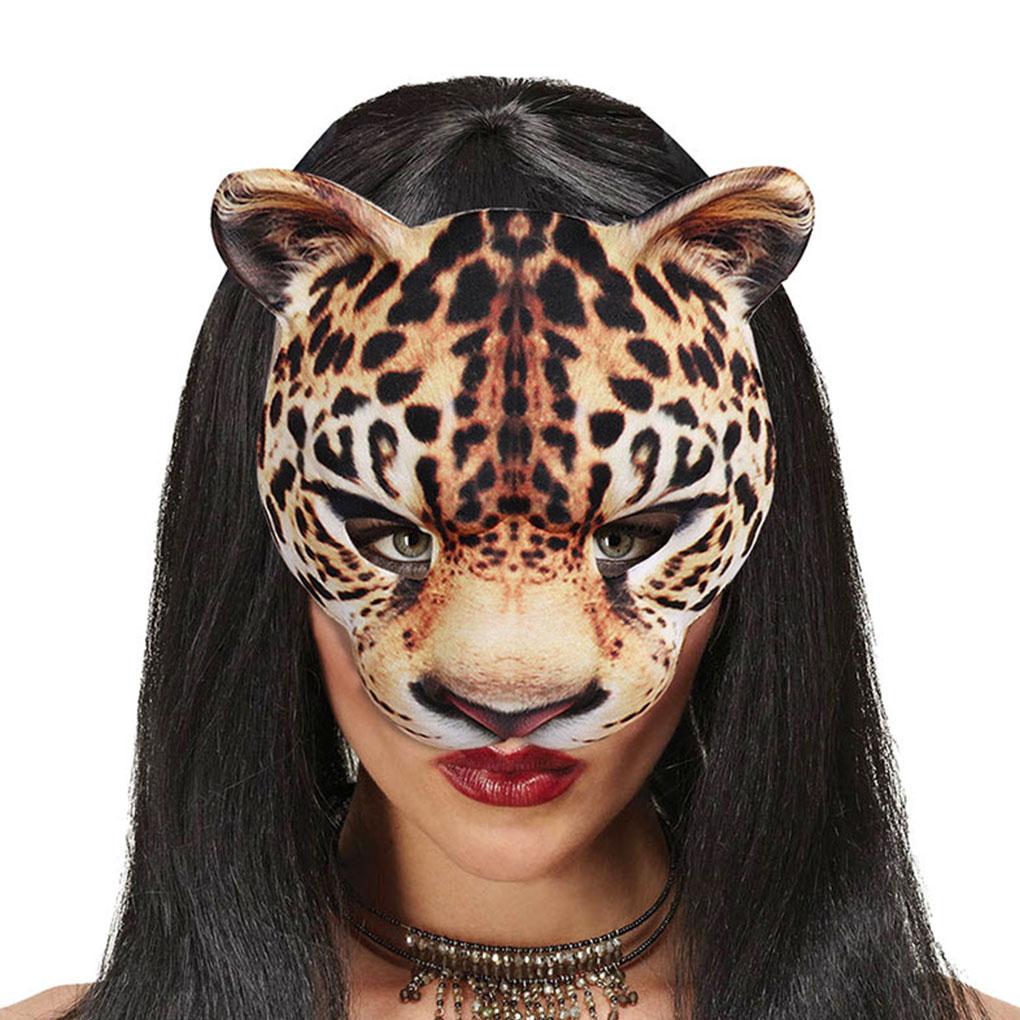 Halloween Mask Semi Leopard Print Mask Realistic Patterns EVA Men And Women Decorative Carnival