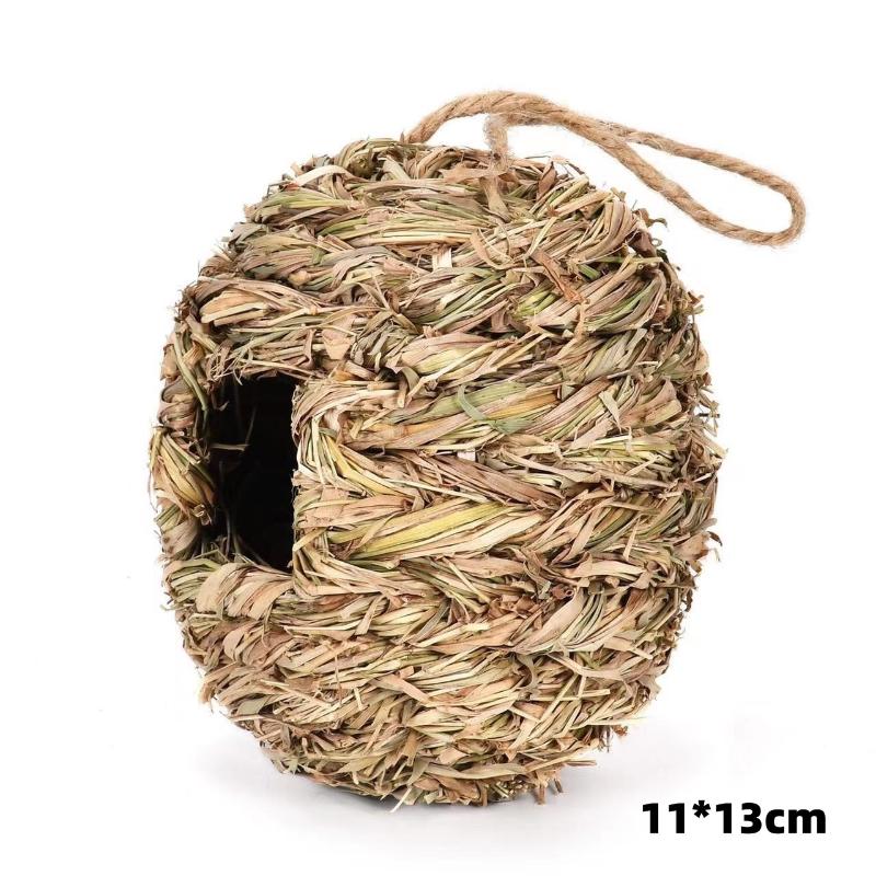 1Pc Outdoor Natural Grass Bird House Handmade Weaved Hummingbird Cage Nest Shelter for Garden Balcony Bedroom Decoration