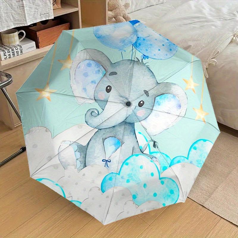 1 Stück Elefantenwolken-Thema Hochwertiger Regenschirm, Automatisches Öffnen und Schließen, Multifunktionaler Regenschirm G0811183
