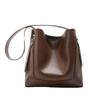 Leather Bucket Bag Women's Large Capacity Tote Bag High-end Cowhide Underarm Shoulder Bag Versatile Commuter Crossbody Bag