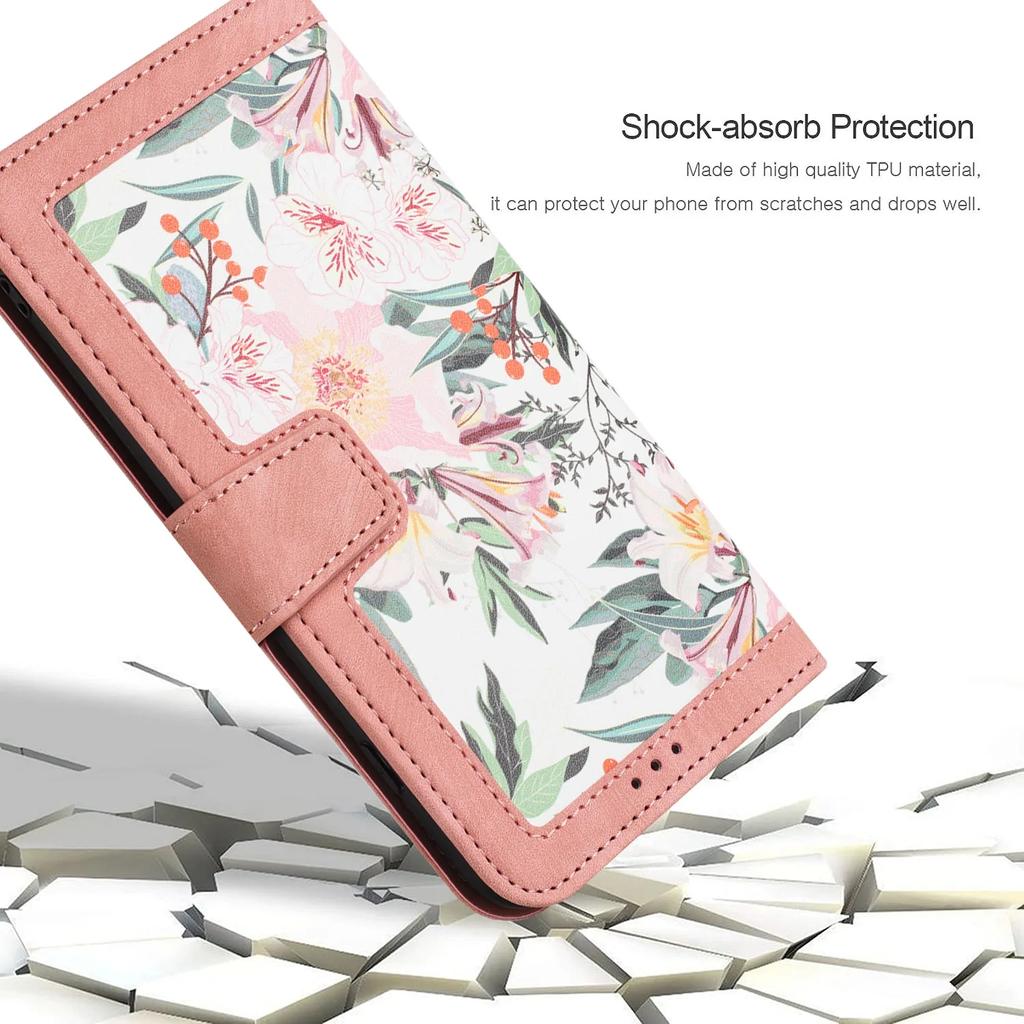 Custodia Portafoglio in Pelle con Slot per Carte e Fiori in Rilievo per Samsung A56 A16 A26 A36 A55 A35 A15 S25 Edge S24 S23 Ultra con Tracolla