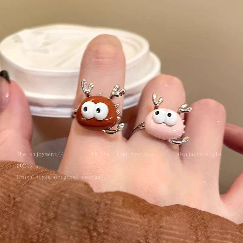 Charming Big-Eyed Open Ring: Stylish, Personalized Index Finger Accessory for Girls & Best Friends