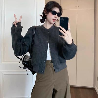 Woolen Baseball Uniform Short Jacket for Women In Autumn Winter 2025 New Short Temperament