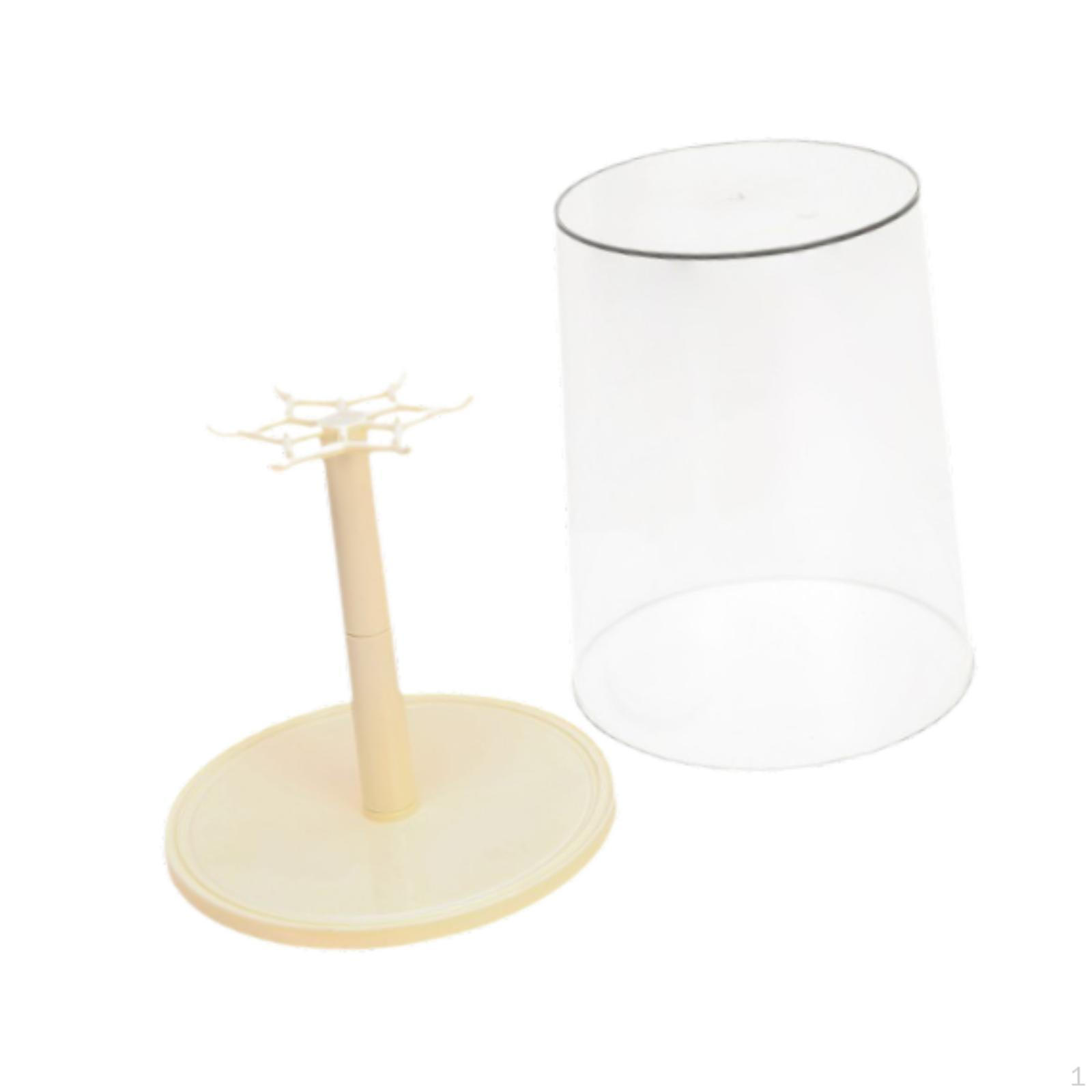 

Clear Figure Display Case Rotating Stand for Collectibles Doll Storage Box L Cream Yellow