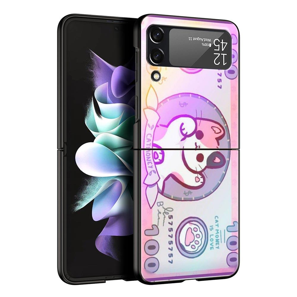 Cartoon Art Hard PC Phone Case For Samsung Galaxy Z Flip 7 6 5 4 Black Cover For Galaxy Z Flip 3 Foldable Fundas Shell Funda Bag